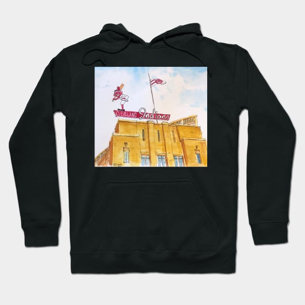 Old Municipal Stadium - Cleveland Indians Hoodie by Darrell T Smith Art & Design